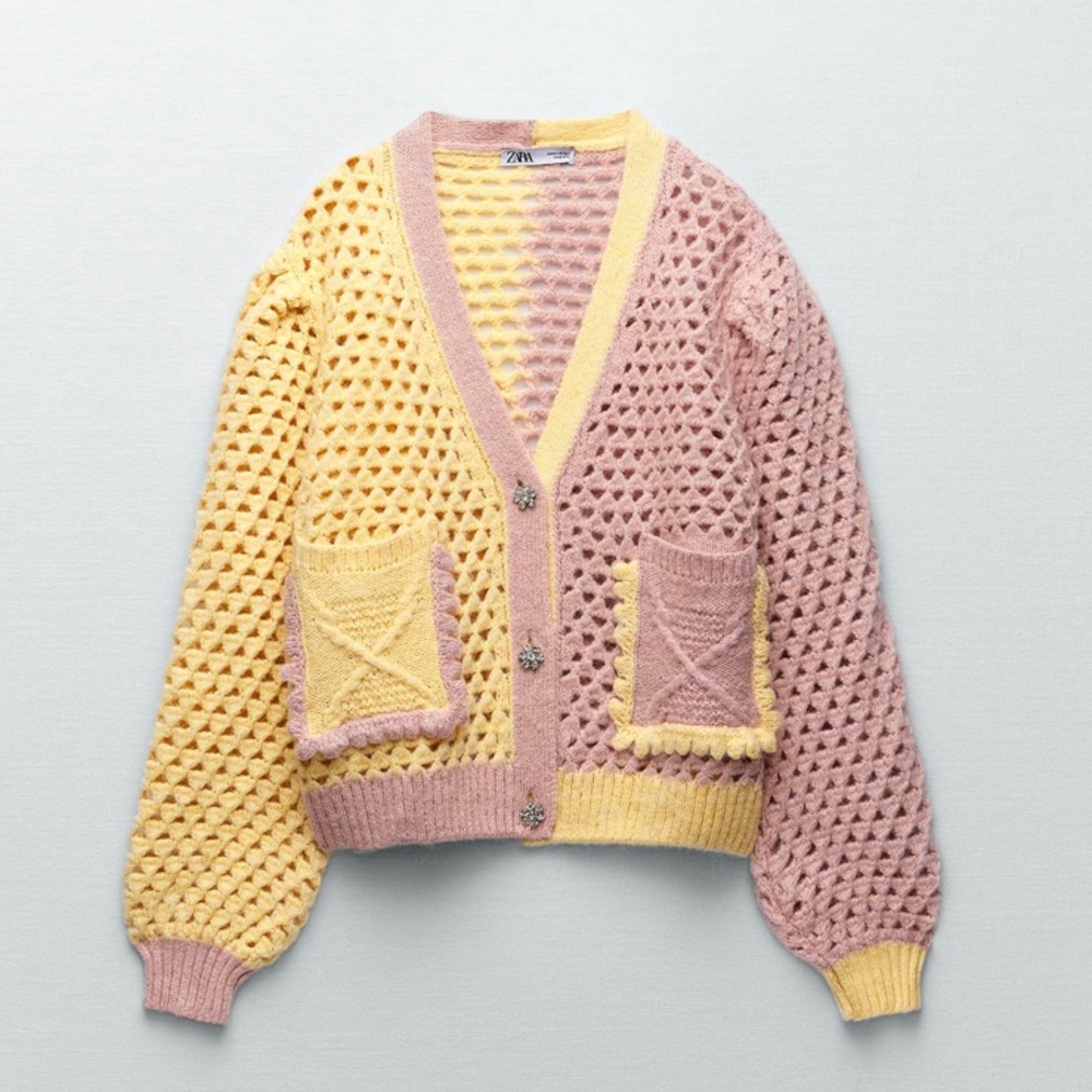 Zara Chunky Knit Sweater with Jewel Buttons
